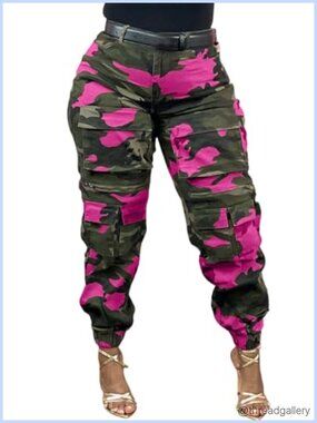 Baggy Cargo Jeans High Waisted Wide Leg Camo Denim Pants Streetwear